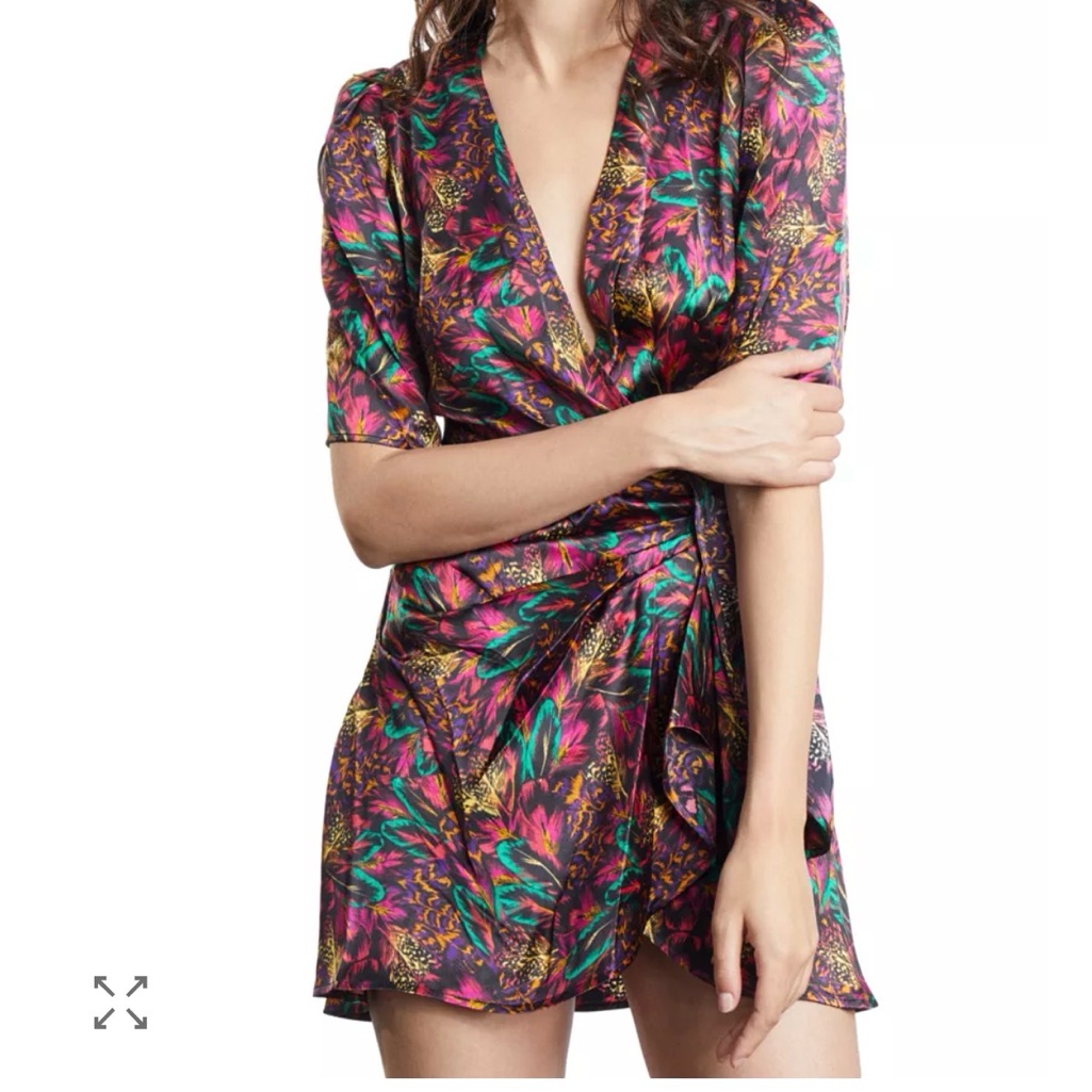 The Kooples Feather Print Mini Wrap Dress In Great Condition Size 4